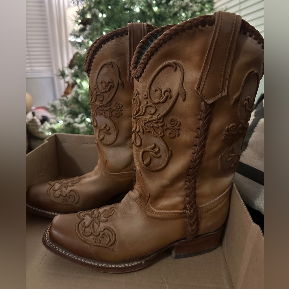 Corral Tan Whip Stitch Square Toe Cowgirl Boot